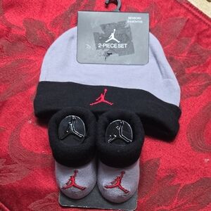 Jordan Newborn 2-Piece Set - Black and Gray with Red Accents 0-6 Months
